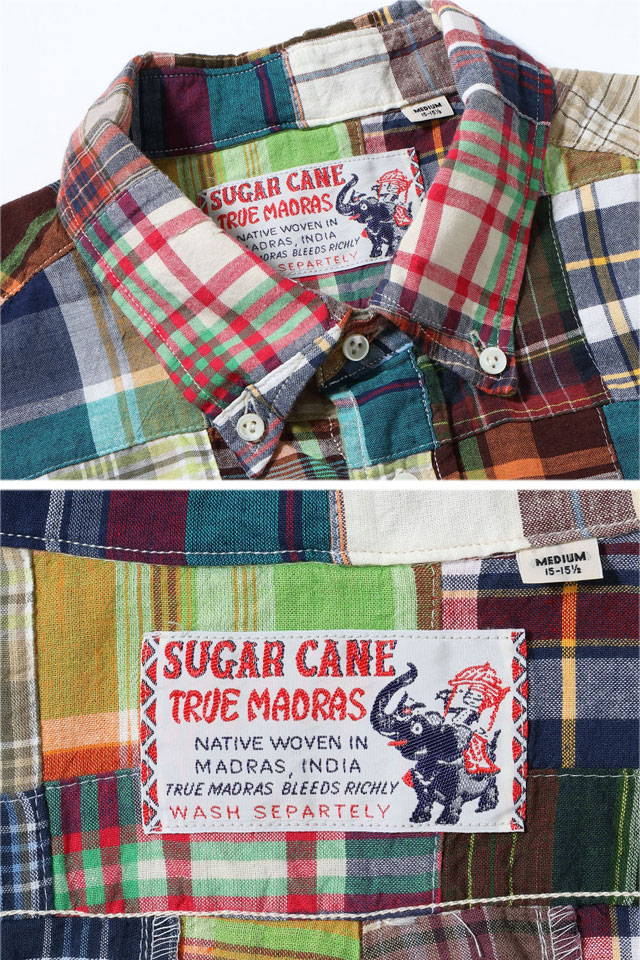 マドラスチェックパッチワーク半袖シャツ SUGER CANE SC39515 シュガーケーン 東洋エンタープライズ マドラスチェックパッチワーク半袖シャツ SUGER CANE SC39515 シュガー