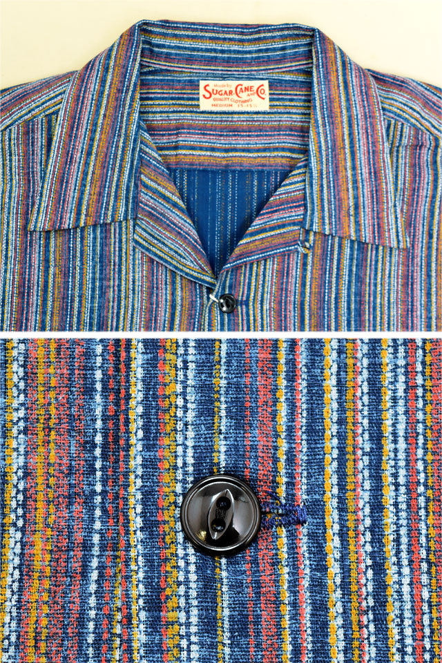 マルチストライプ半袖オープンシャツ SUGER CANE SC39520 シュガー