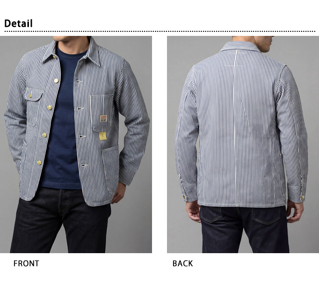 11oz.ヒッコリーストライプワークコート SUGER CANE SC15656 シュガー