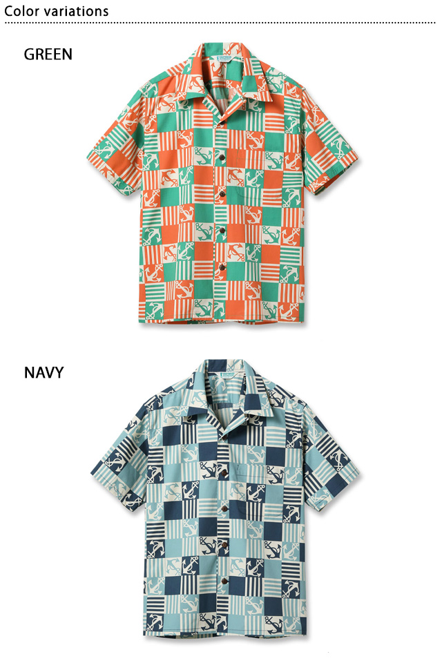 コットンブロードアロハシャツ「ANCHOR SQUARES」 SUN SURF SS39506