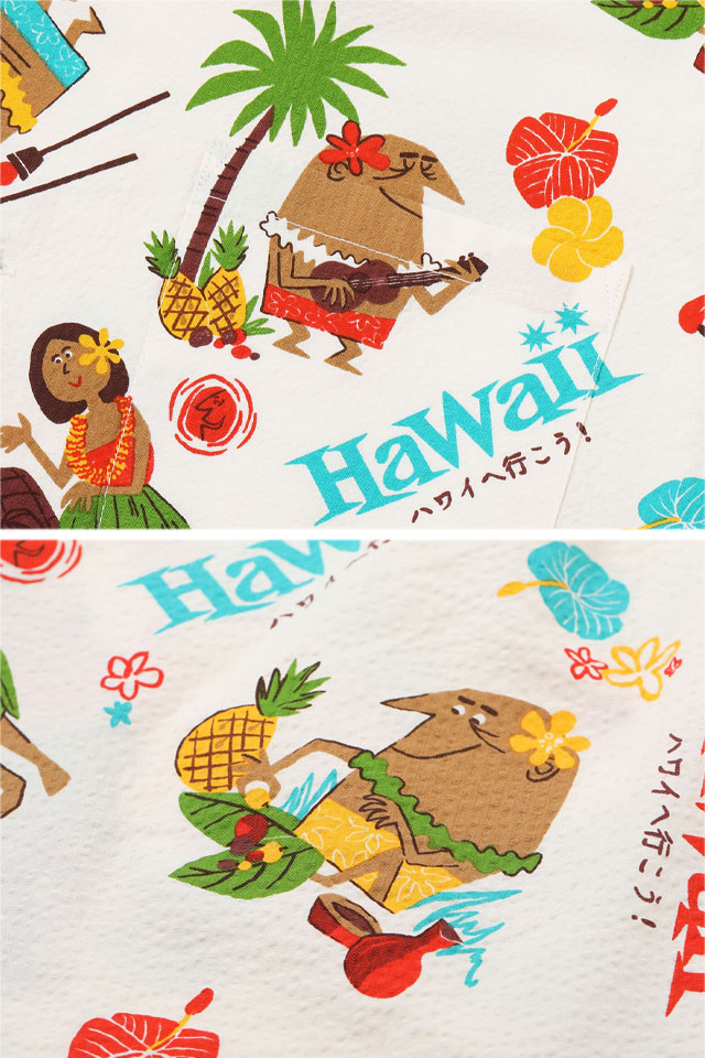 コットンシアサッカーアロハシャツ「TRIP TO HAWAII」by 柳原良平 with MOOKIE SUN SURF SS39537 サンサーフ コットンシアサッカーアロハシャツ「TRIP TO HAWAII」by 柳原良平 with