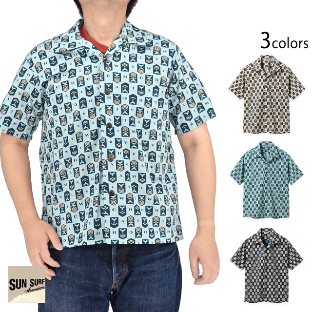 コットンブロードアロハシャツ「NAVY'S CHEVRON」 SUN SURF SS39697