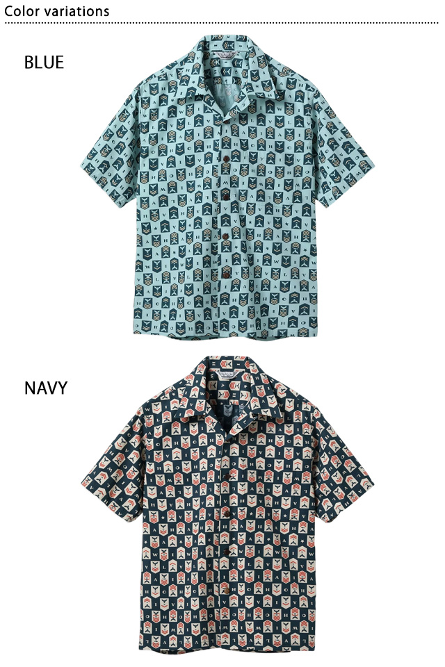 コットンブロードアロハシャツ「NAVY'S CHEVRON」 SUN SURF SS39697