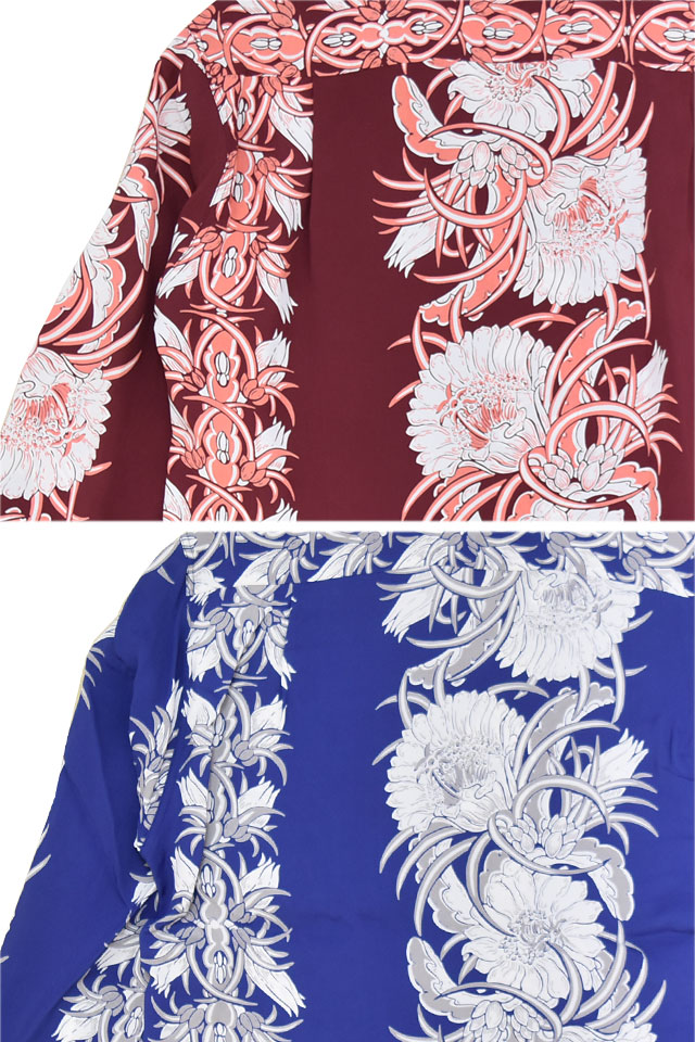 長袖レーヨンアロハシャツ「NIGHT BLOOMING CEREUS BORDER」 SUN SURF