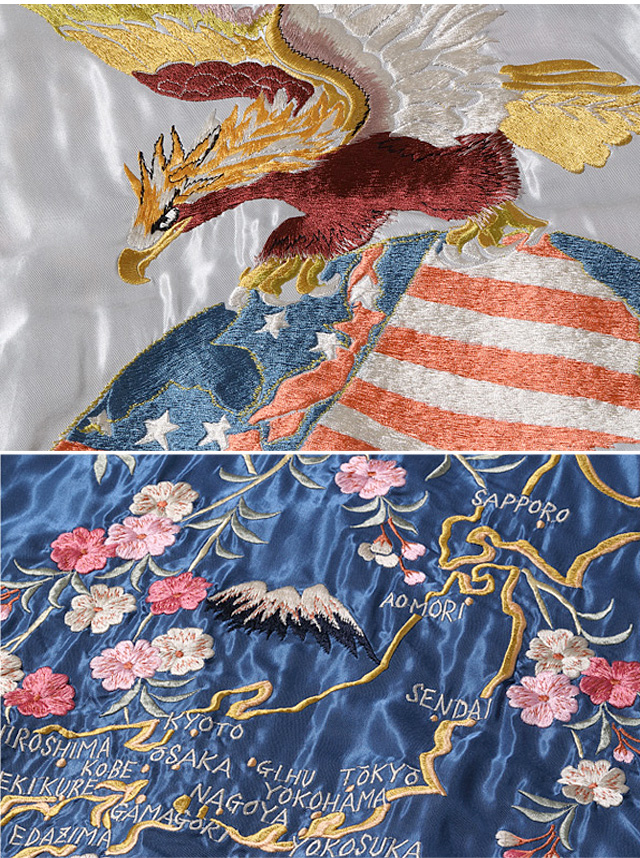 r*a様 【両面総刺繍】リバーシブル ベルベット スカジャン 鷲 龍 日本地図 テーラー東洋スカジャン「GOLD DRAGON×EAGLE＆DRAGON」龍×鷲＆龍・復刻