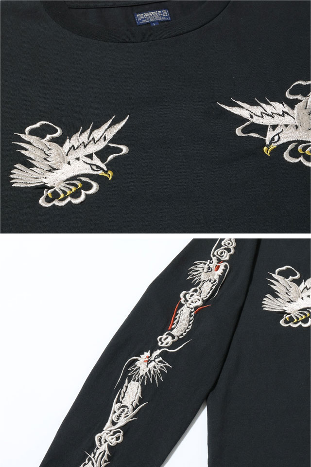 スカ刺繍長袖Tシャツ「EAGLE」 テーラー東洋 TT69647 和柄 鷲 ロングT