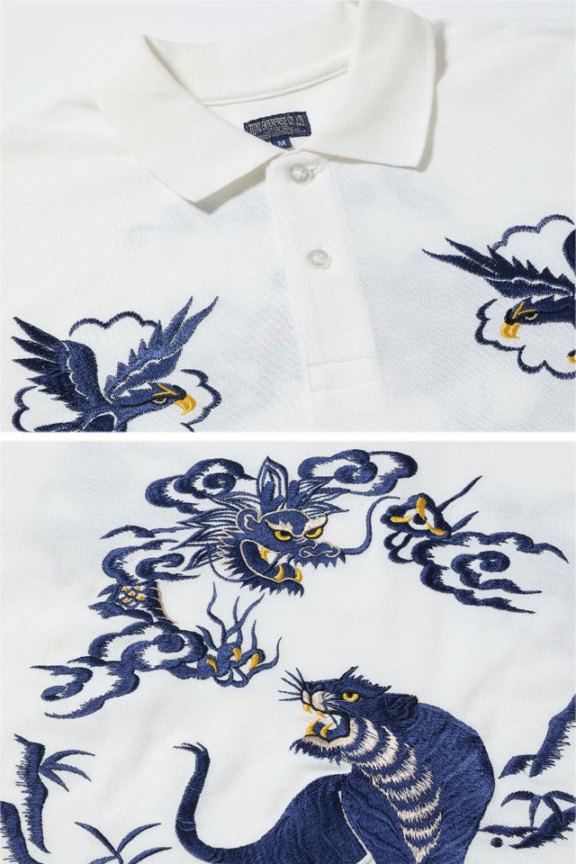 半袖スカ刺繍ポロシャツ「TIGER＆DRAGON」 テーラー東洋 TT79747 和柄