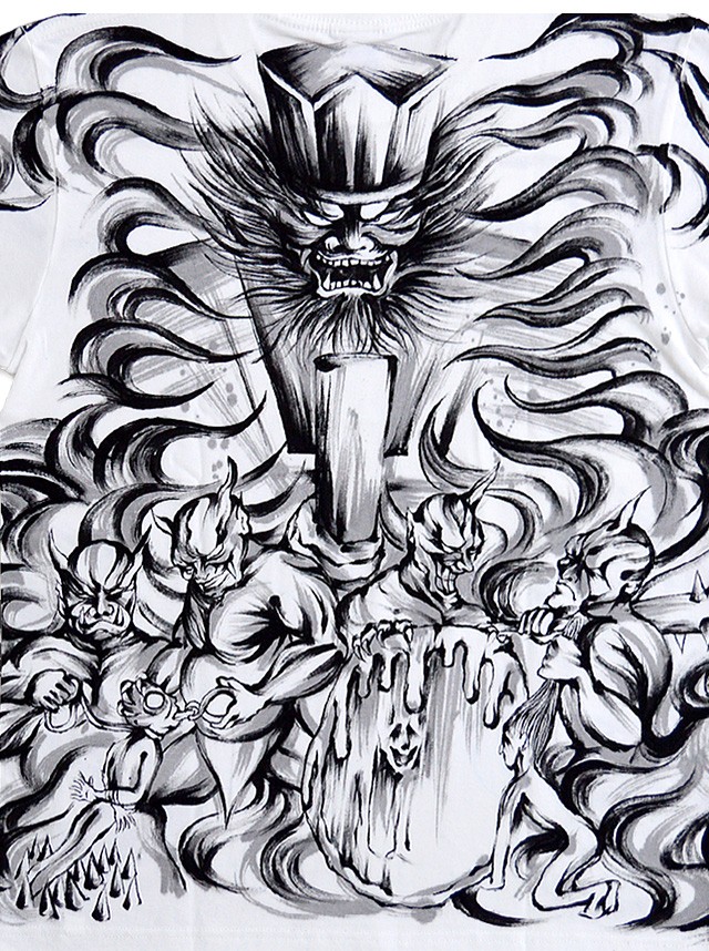 手描き半袖Tシャツ「閻魔大王」◇手描きの羽水 : サクラスタイル