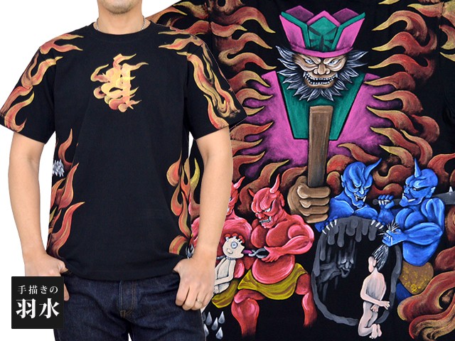 手描き半袖Tシャツ「閻魔大王(フルカラー)」◇手描きの羽水 : サクラ