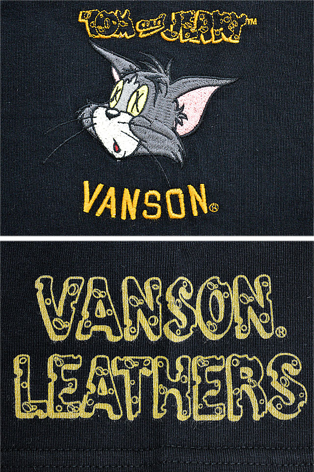 超歓迎 Vanson Tom Jerryコラボ 天竺半袖tシャツ 刺繍 トムとジェリー ヴァンソン バンソン Vansontjv 22 半袖 カラー ブラック