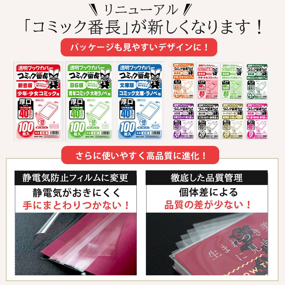 ブックカバー 透明 コミック番長 文庫 サイズ 厚口 25枚 クリア タイプ