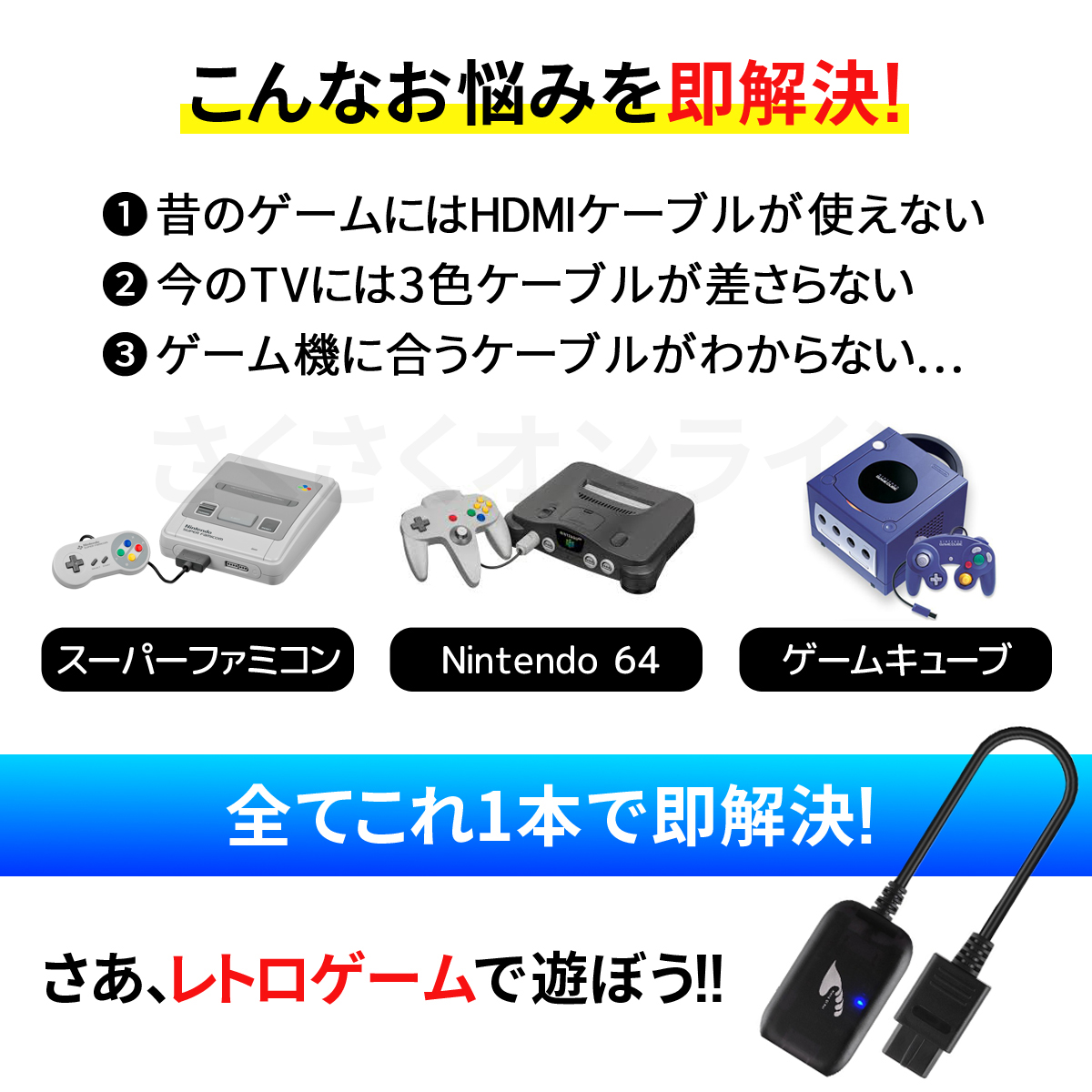 スーパーファミコン ゲームキューブ Nintendo64 HDMI コンバータ 変換 