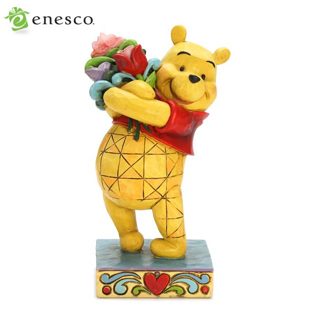国内発送 ギフト くまのプーさん フィギュア ディズニー 出産祝い 3歳 2歳 1歳 誕生日 おもちゃ 女の子 男の子 出産祝い ギフト くまのプーさん 木彫り調フィギュア 花束を持ったプーさん ディズニートラディション エネスコ 男の子 アメコミ