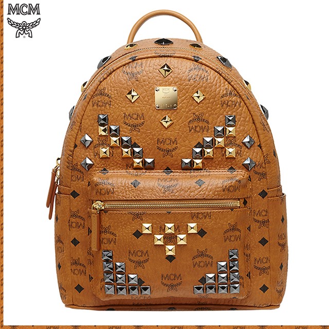 MCM エムシーエム スタッズ クラッチバッグ コニャック 正規品-