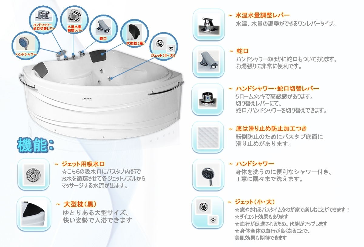 100％安い 5050-S ジャグジーお風呂 年保証 2 150x150x66h ハンドシャワー付き ジャグジー浴槽 ジャグジーバス 全身マッサージ  ジェットバス - 簡易住居、ログハウス - hlt.no