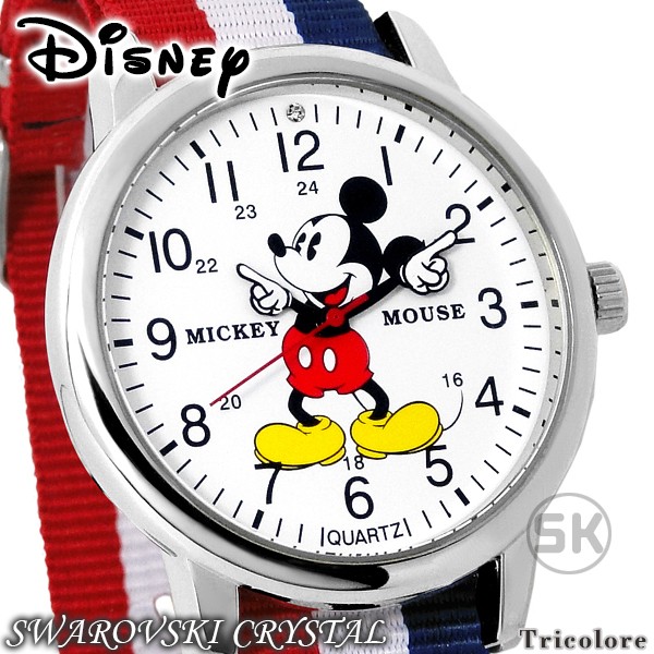 ディズニー ミッキー 腕時計 ミッキーマウス グッズ メンズ レディース ブランド ユニセックス NATOタイプ スワロフスキー 時計｜salon-de-kobe｜04