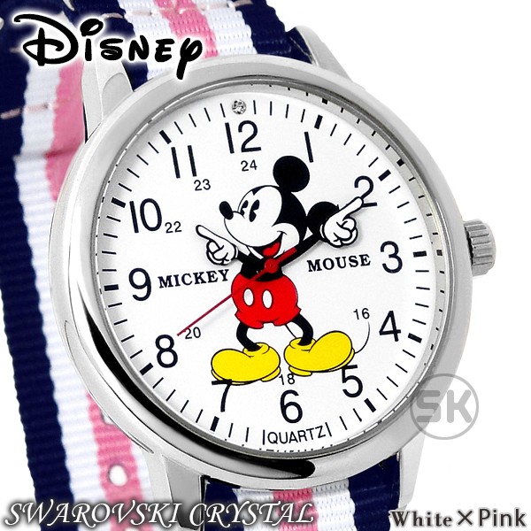 ディズニー ミッキー 腕時計 ミッキーマウス グッズ メンズ レディース ブランド ユニセックス NATOタイプ スワロフスキー 時計｜salon-de-kobe｜06