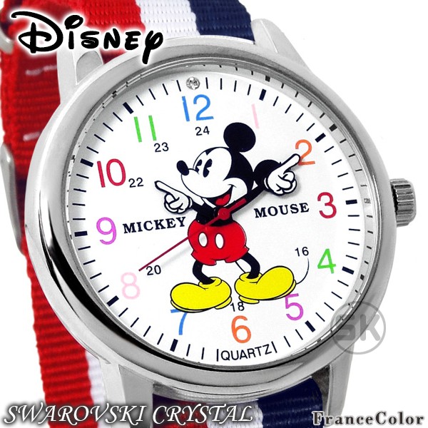 ディズニー ミッキー 腕時計 ミッキーマウス グッズ メンズ レディース ブランド ユニセックス NATOタイプ スワロフスキー 時計｜salon-de-kobe｜08