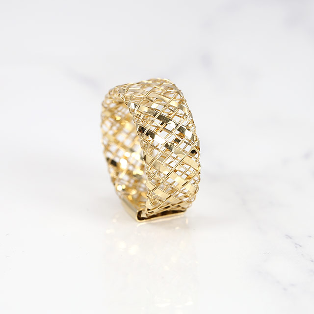 K18 メッシュデザインリング　18K 18金　フリーサイズ　指輪 リング 同時購入