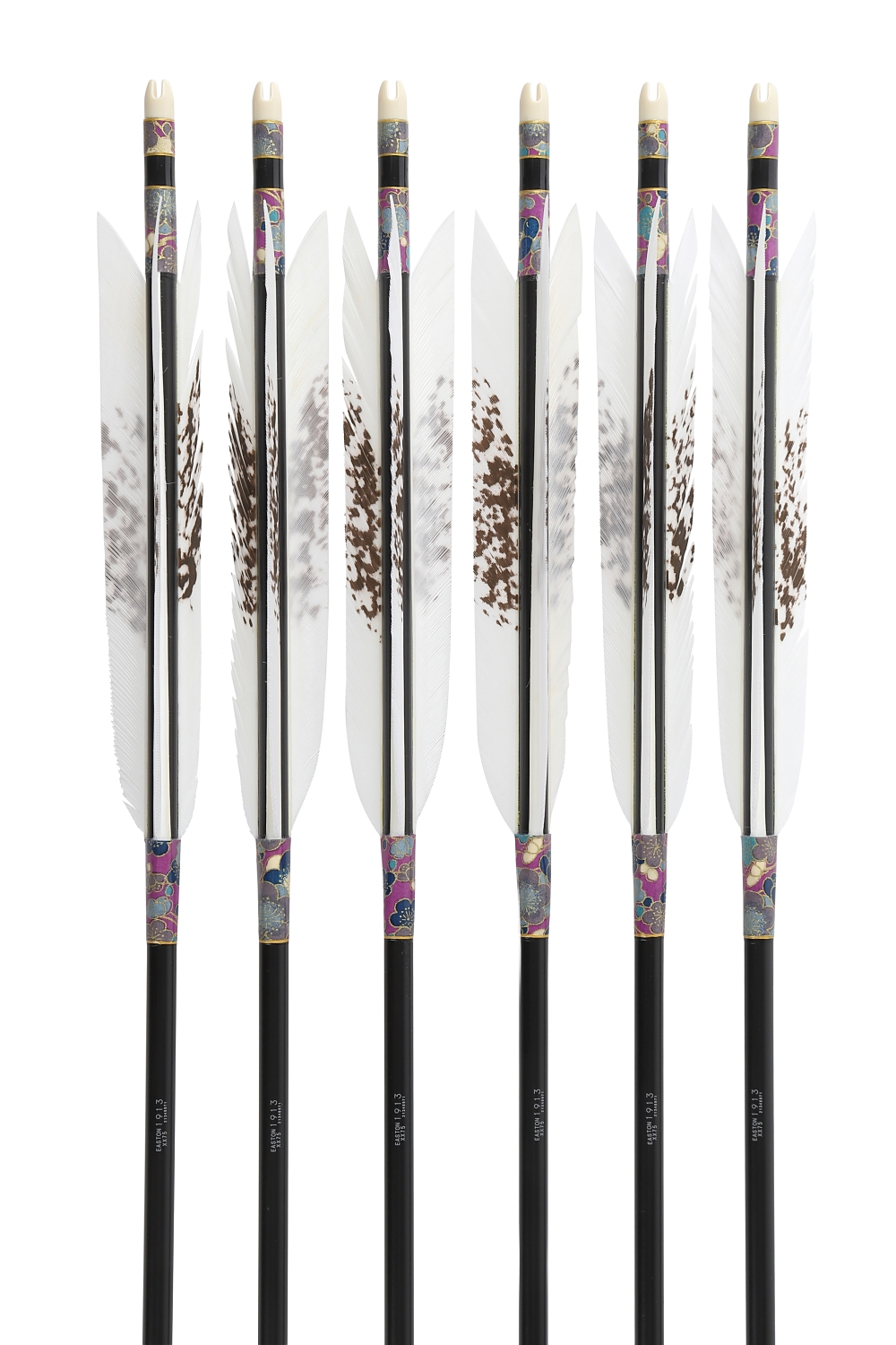 弓道 弓矢 EASTON イーストン XX75 1913 ターキー 6本 試し矢1本 全長約87cm 重量23g 矢筒 セット 管理7J0105C-G1 1913シャフト ターキー 手染3 6種類 6本組 イーストン 黒 茶