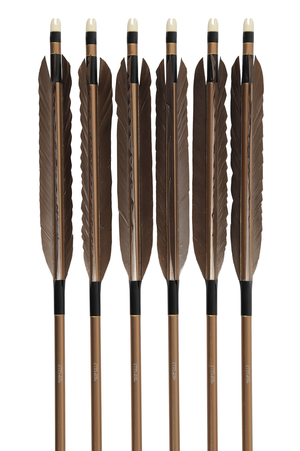 2015シャフト 黒手羽 6種類 6本組 イーストン 黒 茶 推奨弓力 13〜18kg
