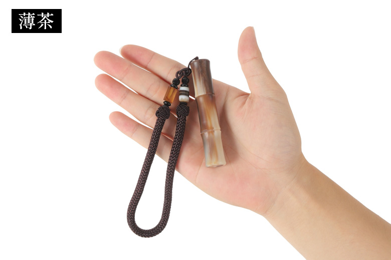 牛角製竹節風粉入れ ギリ粉 ぎり粉 入れ 持ち運び 牛の角 天然素材