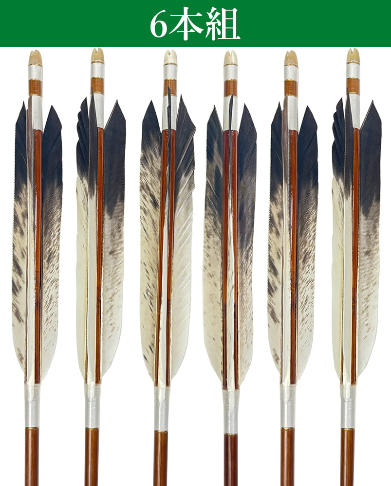竹矢 フルオーダー製作 並篦 犬鷲尾羽 6本組...の詳細画像1