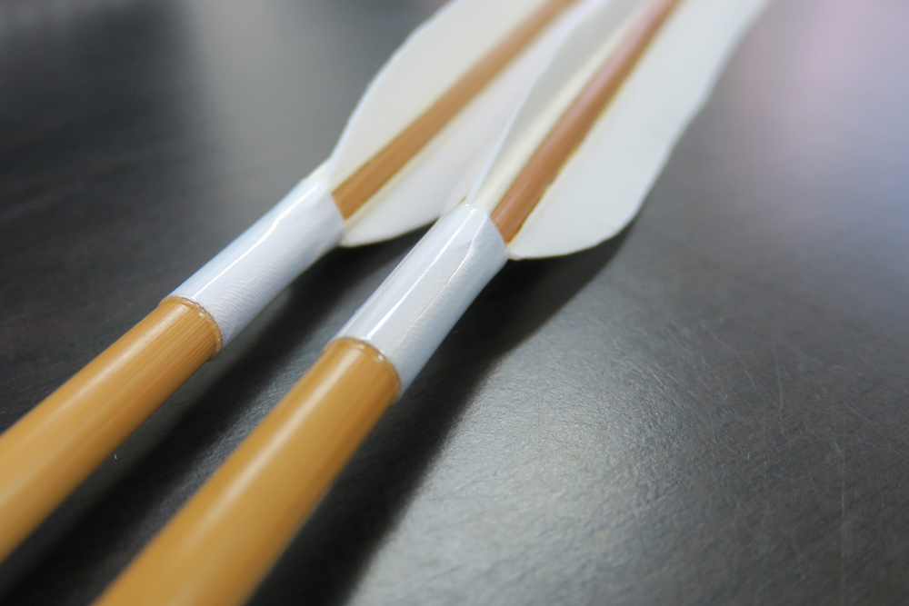 竹矢 フルオーダー製作矢 礼射用矢 白グース 風切 1手 乙矢 甲矢 弓道