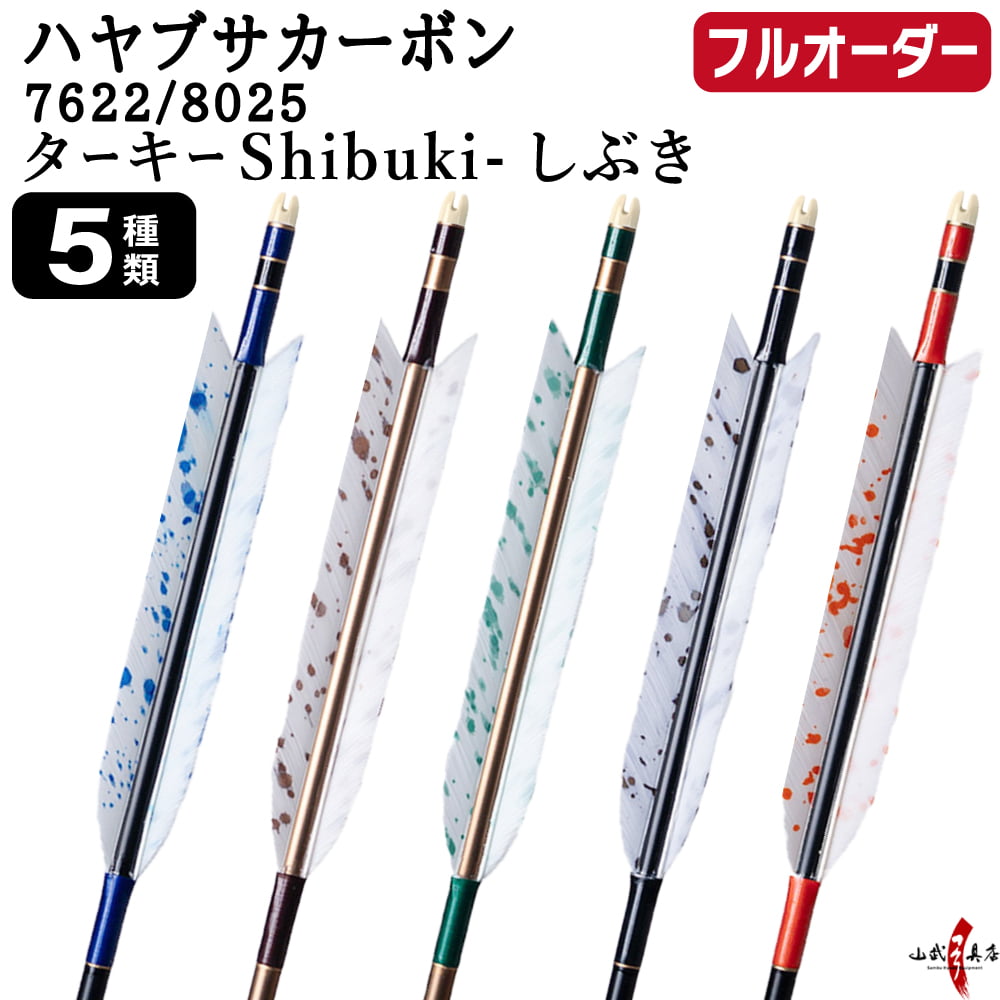 フルオーダー製作矢 ハヤブサ カーボン ターキー Shibuki しぶき 6本組