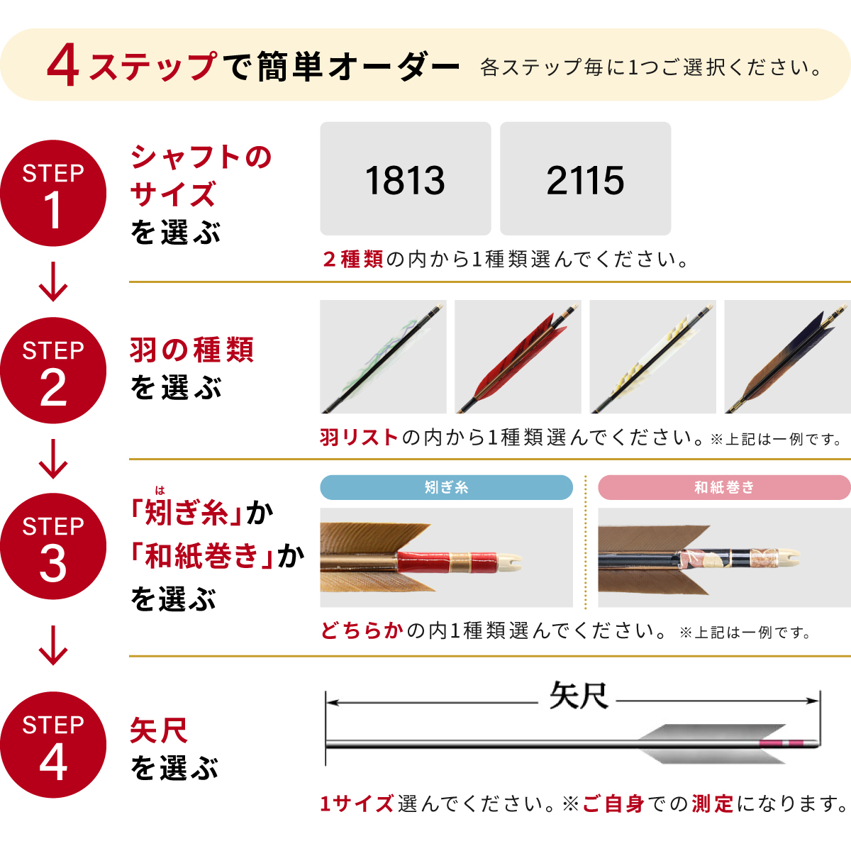 フルオーダー製作矢 1813/2115 ターキー 斜閃 6本組　選べる：羽根(6種)  和紙巻き、矧ぎ糸 送料無料【O-243】弓道 矢 オーダー矢 | ブランド登録なし | 01