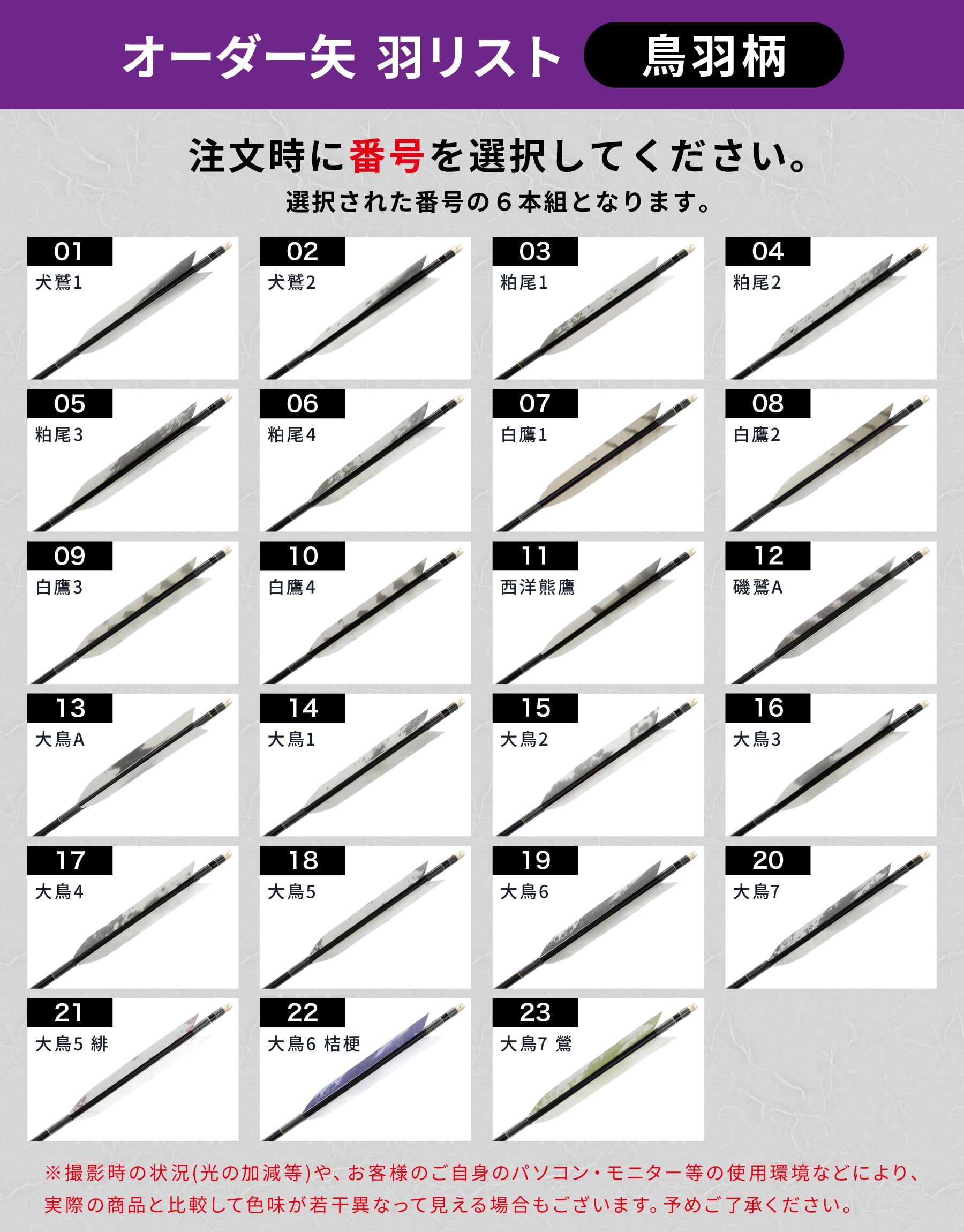 フルオーダー製作矢 Mizuno WENEW ターキー 鳥羽柄 6本組　(65-15/75-18S/75-18/80-20/80-23) 羽根(23種) 和紙巻き、矧ぎ糸 送料無料【O-264】弓道 矢 | MIZUNO | 04