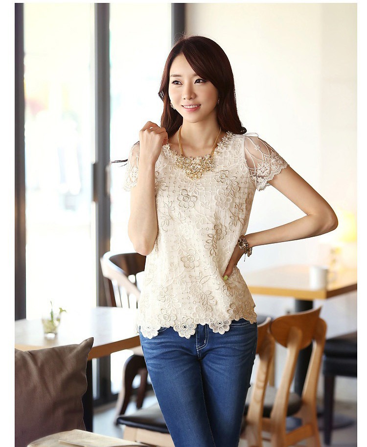 ブラウス レディース オシャレ Tシャツ シフォン 白 トップス レース チュール 半袖 ホワイト 通勤 Ol 40代 切り替え きれいめ Schs336 Sami 通販 Yahoo ショッピング