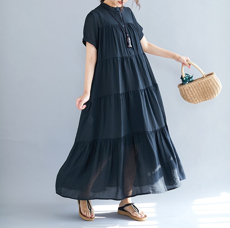 マキシワンピース ワンピース レディース ロングｔシャツ オシャレ 夏 黒ワンピース フレア 半袖 カジュアル 体型カバー 韓国風 40代 上品 Ski1 Sami 通販 Yahoo ショッピング