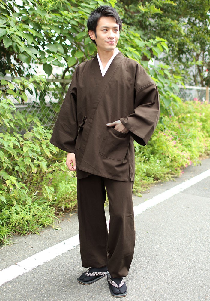 作務衣 さむえ 男性用 春用 秋用 春秋用 茶 灰 M L LL 創作木綿作務衣