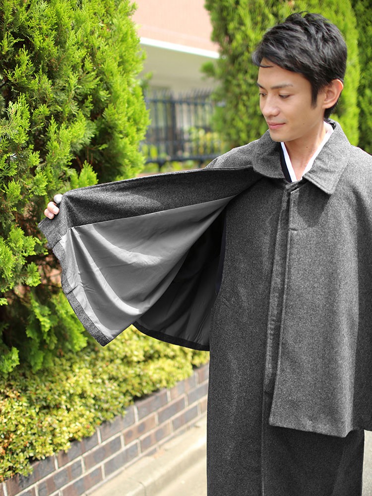 かっこいい和装男性用コート　トンビ トンビコート M L LL メンズ 和装 コート トンビ ウール混