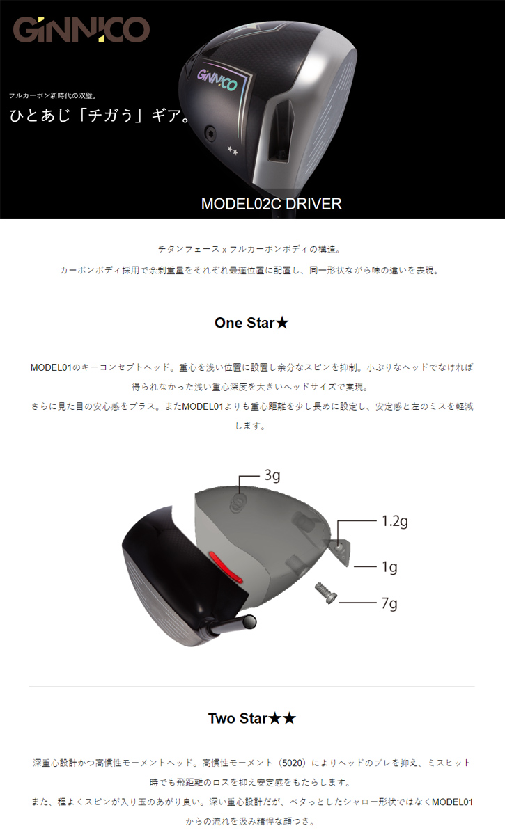 GINNICO (ジニコ) MODEL02C ドライバー Reve IMPACT BORON Revolver