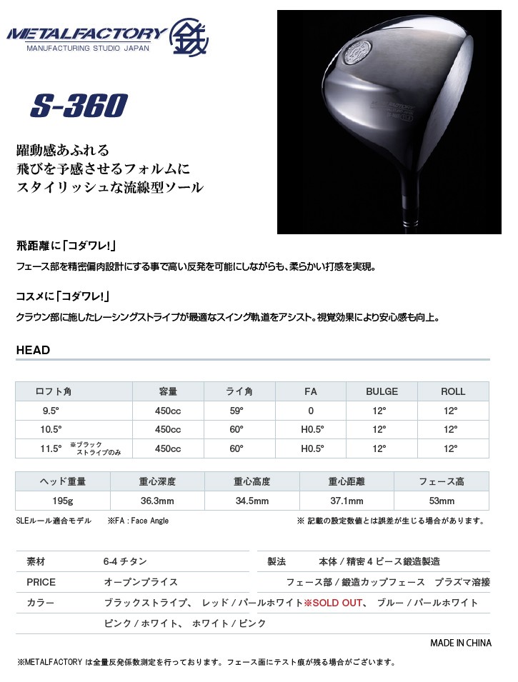 METALFACTORY (メタルファクトリー) S-360 ドライバー