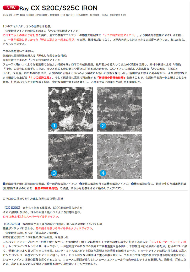 ［即日発送］ RomaRo (ロマロ) Ray CX S20C/S25C アイアン 5-Pw　N.S.PRO 750GHシャフト 【QG2469117700】(89100円)
