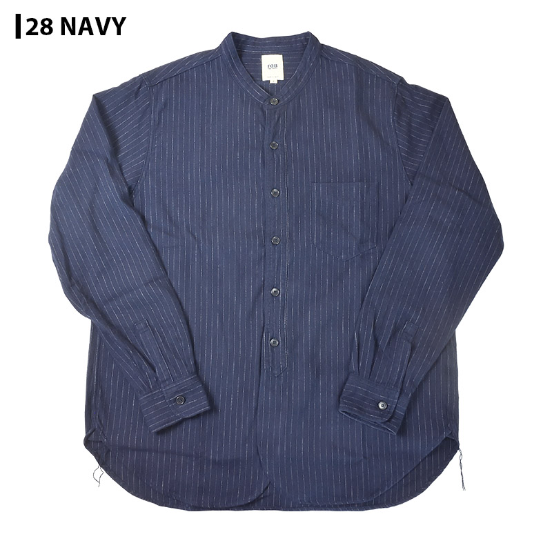 エフオービーファクトリー F3485 C/W STRIPE BAND COLLER SHIRT バンドカラーシャツ｜samuraicraft｜04