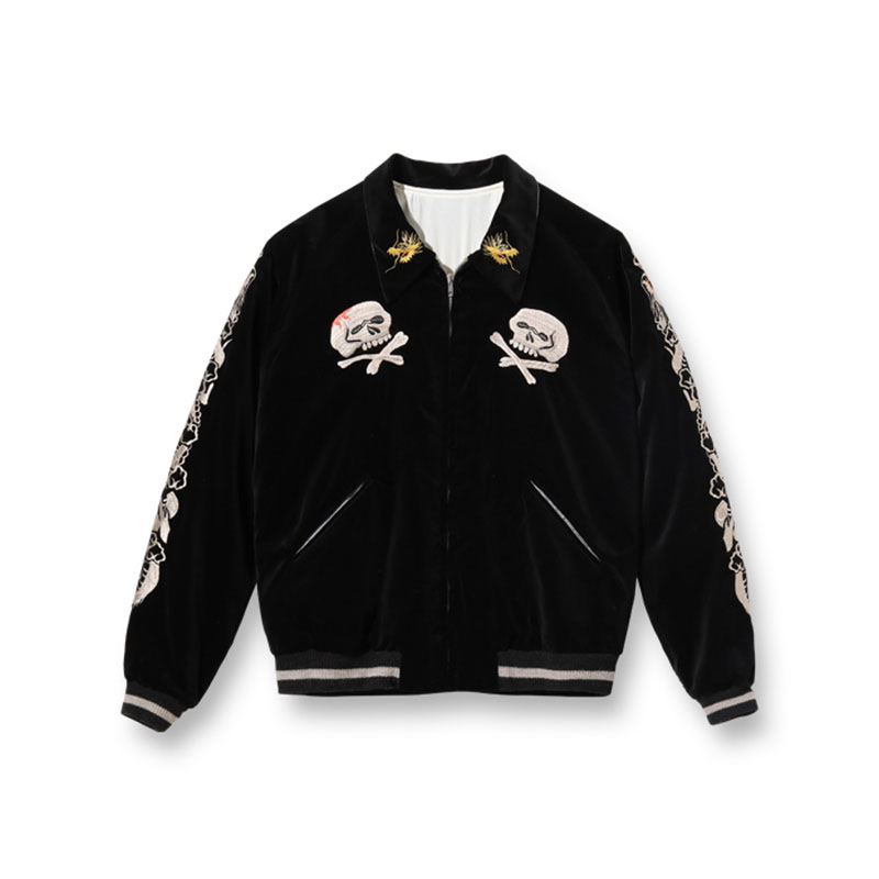 テーラー東洋 Lot No. TT15197-119 / Mid 1950s Style Velveteen × Acetate Souvenir  Jacket “KOSHO & CO.” Special Edition “SKULL” × “WHITE EAGLE