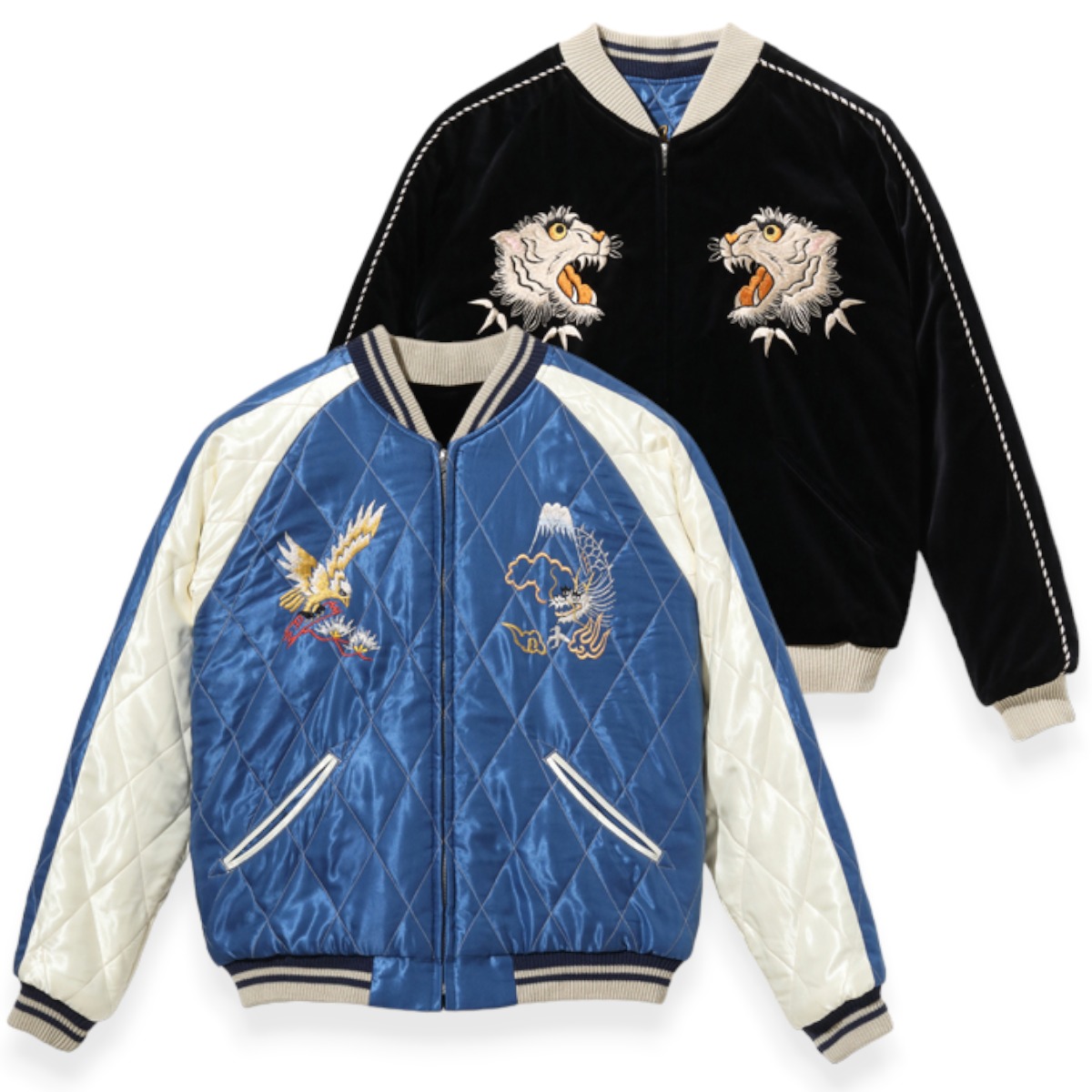テーラー東洋 スカジャン Lot No. TT15392-119 / Mid 1950s Style Velveteen Souvenir  Jacket “WHITE TIGER” × “EAGLE”