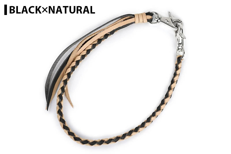 ウォレットチェーン 4本編み サドルレザー ダイヤ編み : サムライ