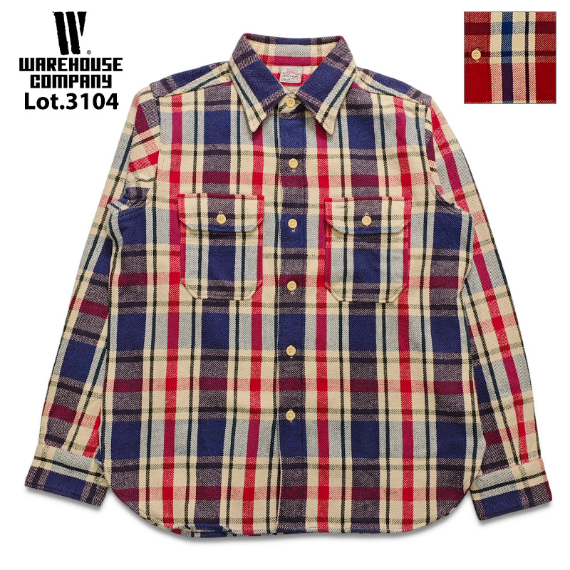 WAREHOUSE（ウエアハウス） Lot 3104 FLANNEL SHIRTS D柄 ONE WASH