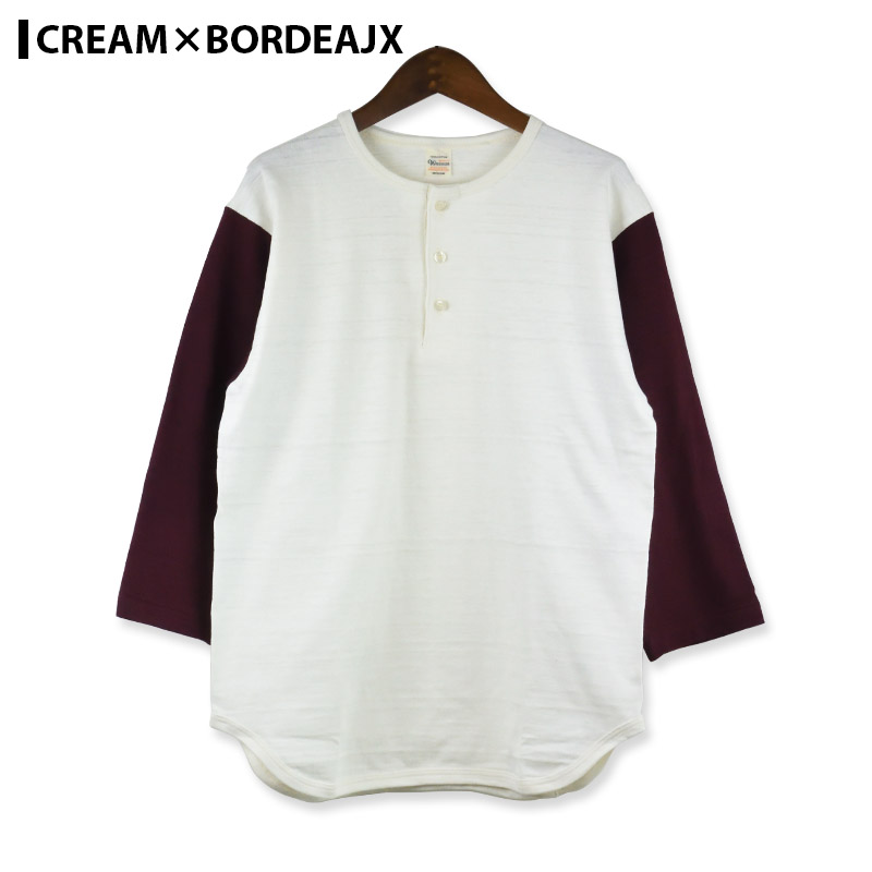 新品未使用 ウエアハウス ベースボールTシャツ XL クリーム×ネイビー￼￼￼ ウェアハウス 七分袖ベースボールTシャツ クルーネックの通販