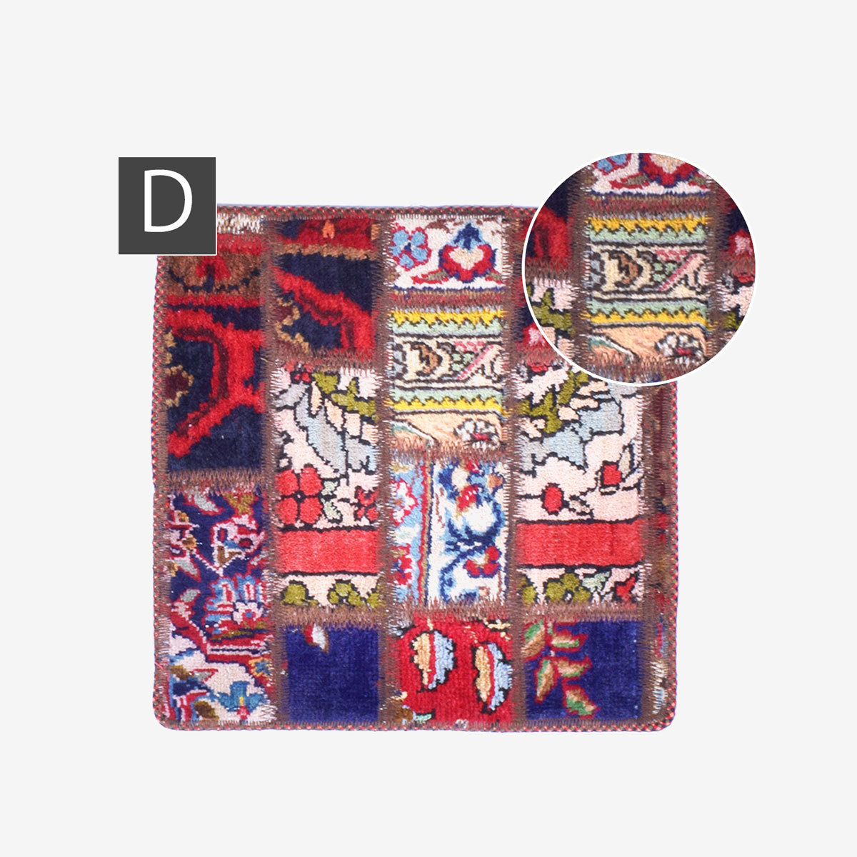 オールドペルシャ絨毯 チェアマット 42×42cm 角型 イラン製 洗える