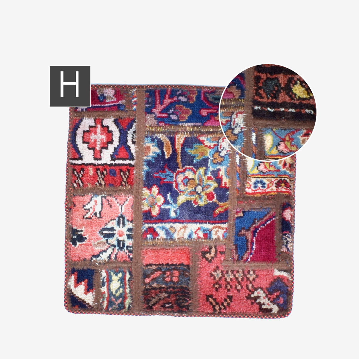 オールドペルシャ絨毯 チェアマット 42×42cm 角型 イラン製 洗える