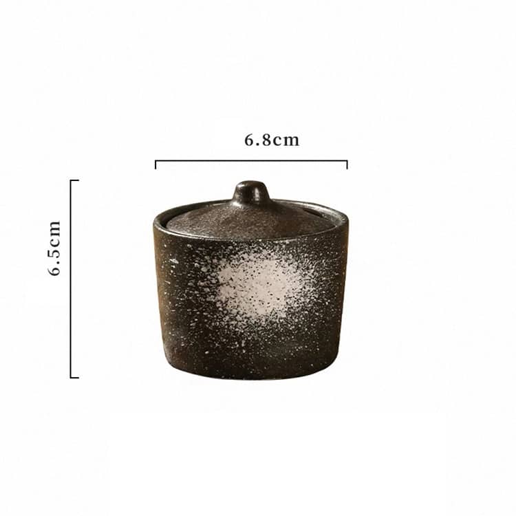 【数の指定OK】　黒　陶器　調味料入れ　薬味入れ　専用スプーン付き　17個セット 全11種 陶器 調味料入れ セット 和風 2個セット スプーン付き 塩壺