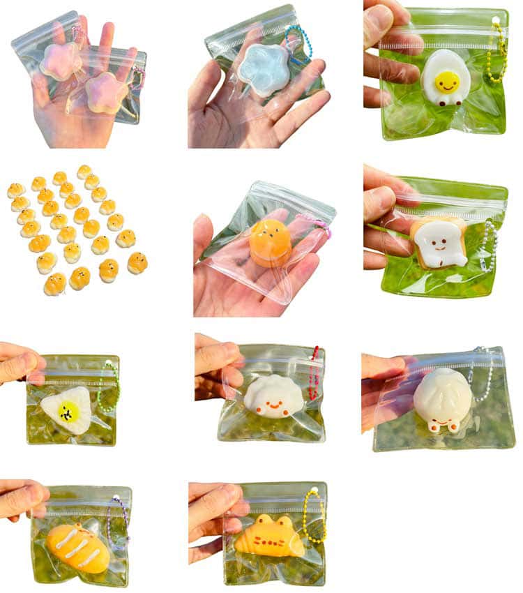 11個セット 水感スクイーズ キーホルダー ミニサイズ パン 食パン