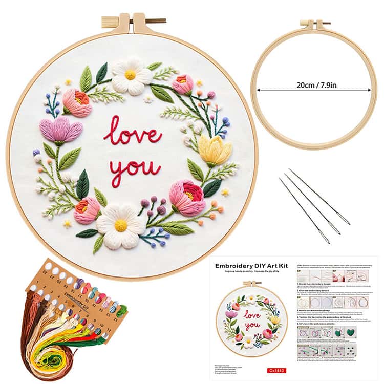 刺繍キット 刺しゅうキット 花 かわいい 初心者向け 英語説明書付き