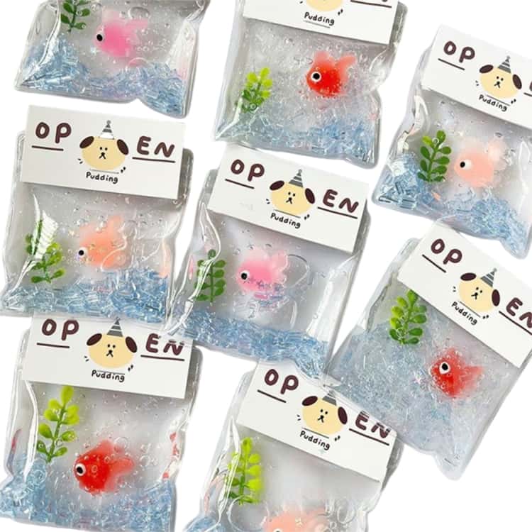 スクイーズ ストレス解消 袋入り金魚 おもちゃ もちもちスクイーズ 水